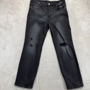 RISEN Los Angeles Jeans Women's‎ 15/32 Black Wash Distressed Ripped Straight Leg